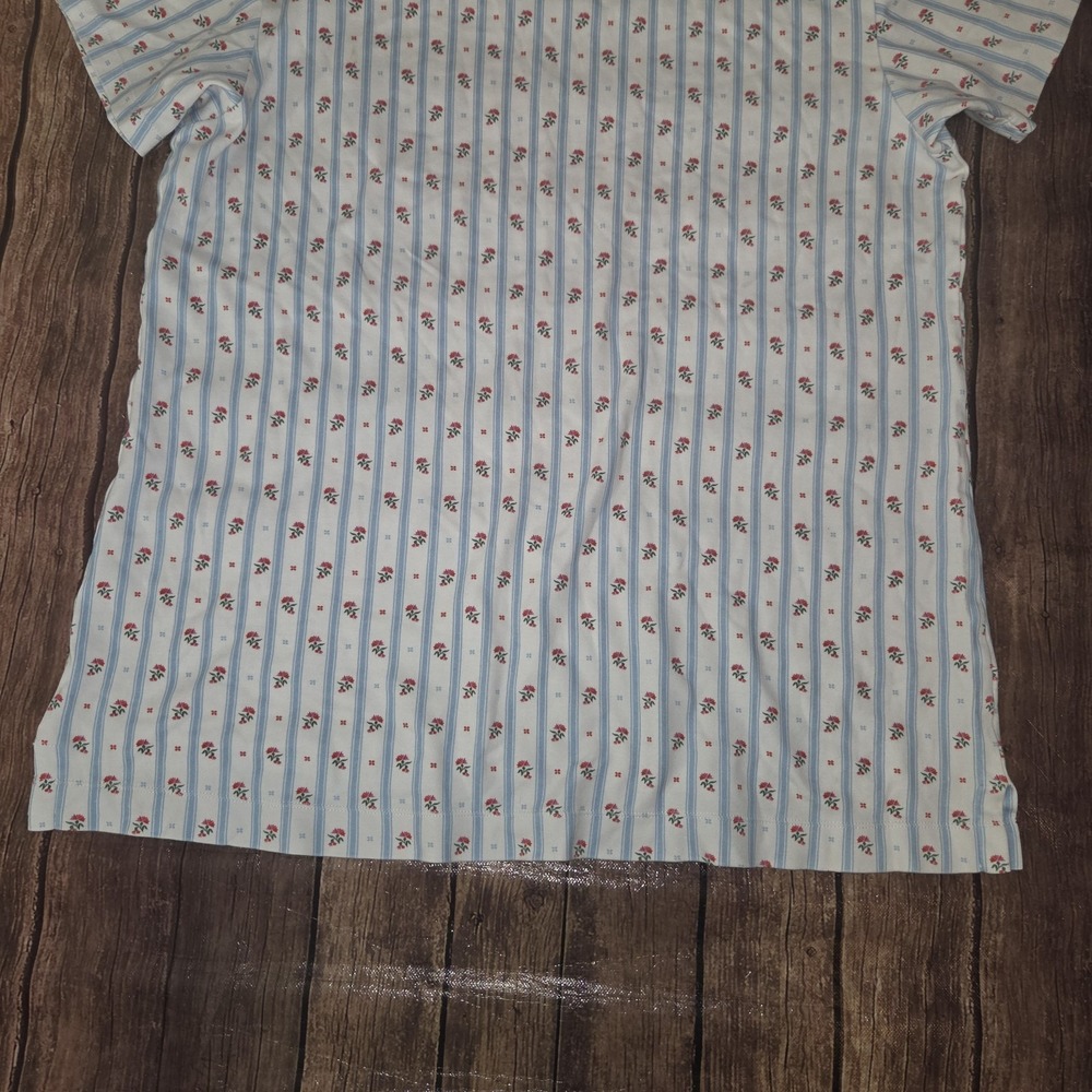 Hill House Charlotte Sleep Tee Womens M Blue White Floral Striped Coastal Sleep - Picture 7 of 9